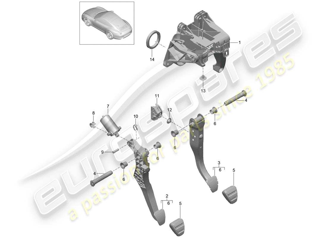 porsche 2015 (991-1) pedale teilediagramm