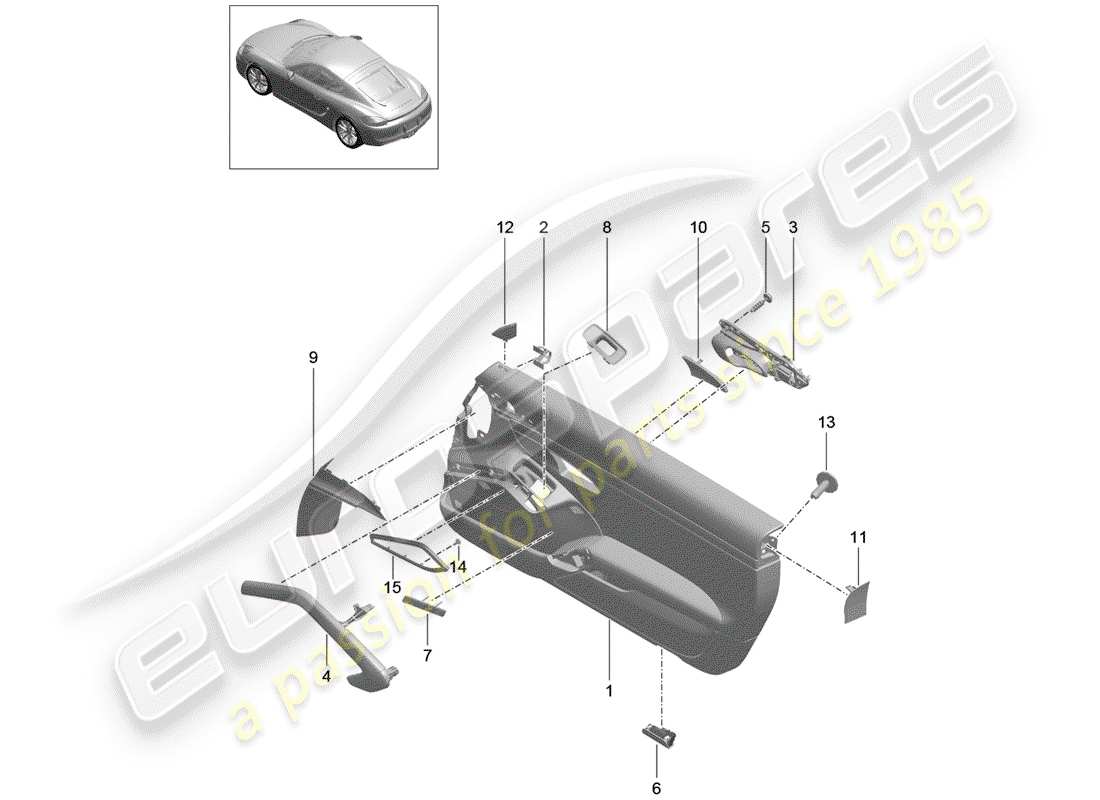 porsche 2015 (981 cayman) türplatte teilediagramm