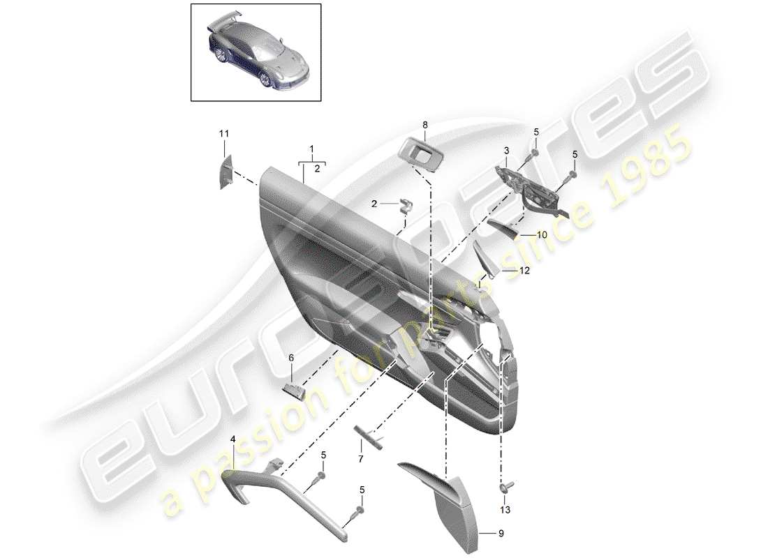 porsche 2020 (991-2 turbo) türplatte teilediagramm