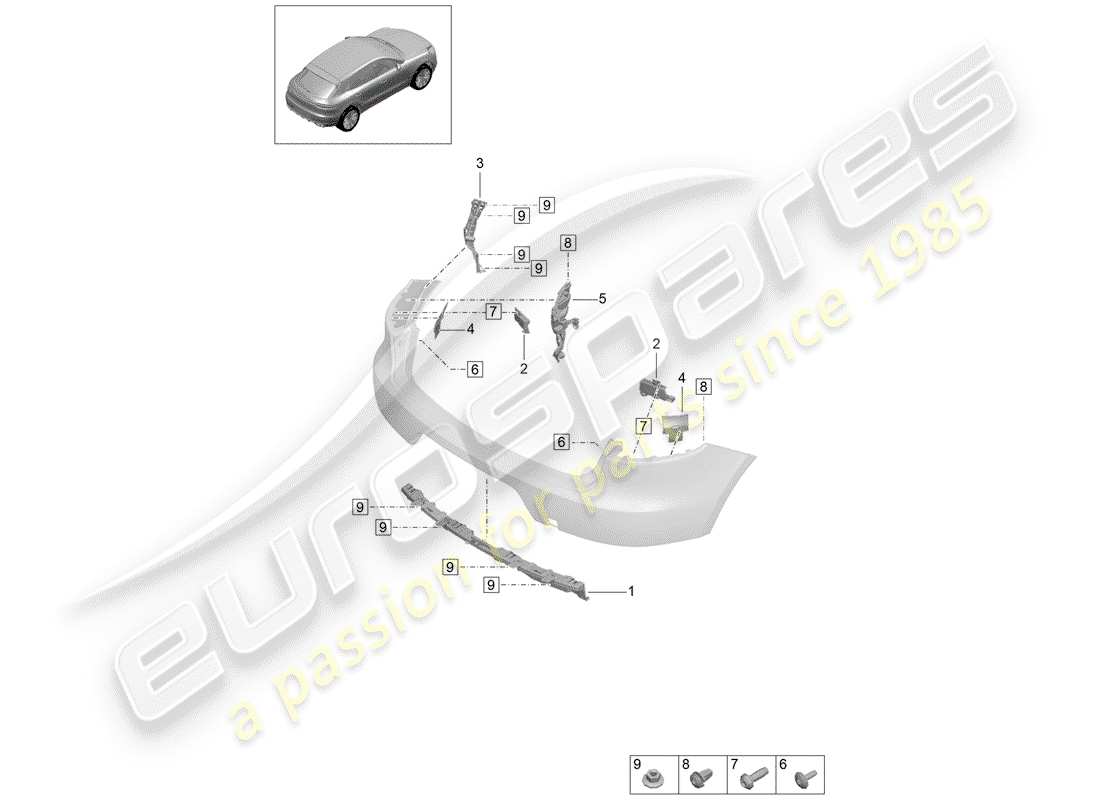 porsche 2019 (macan) befestigungselemente ersatzteildiagramm