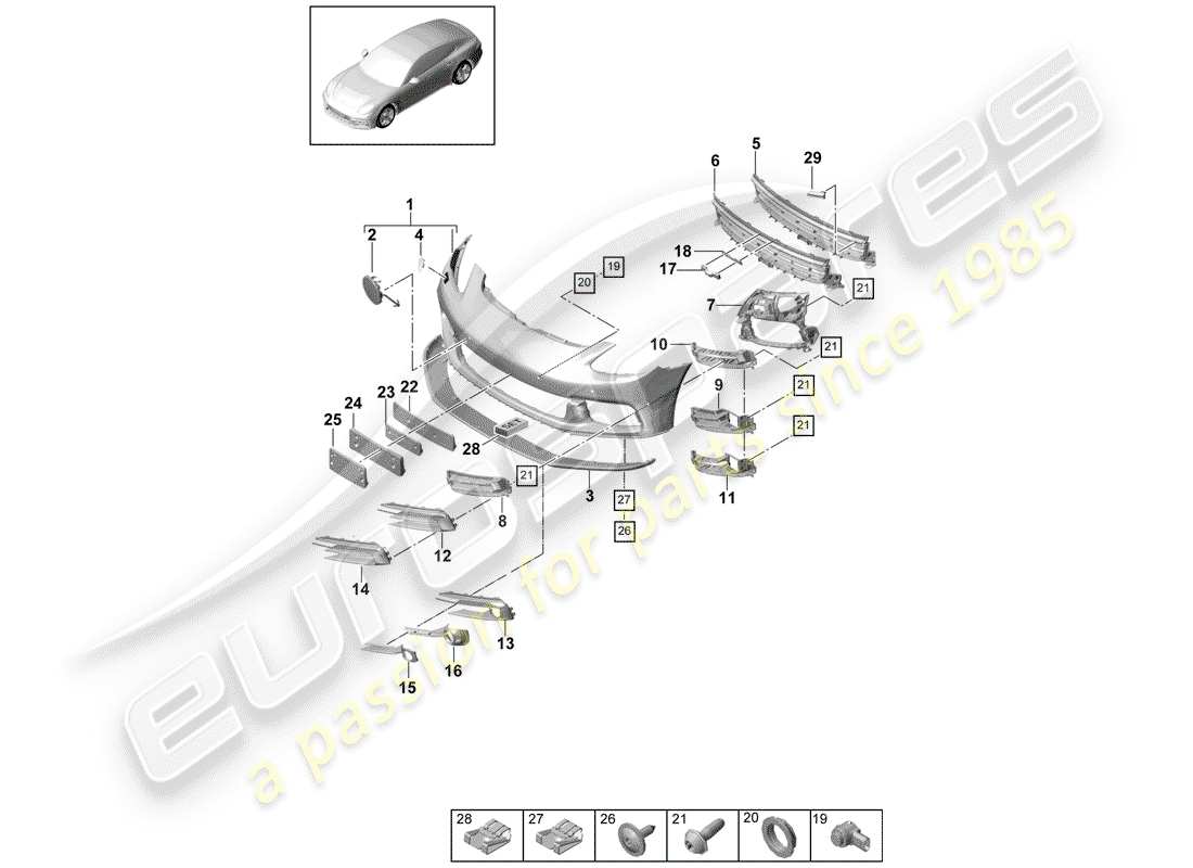 porsche 2019 (panamera 971-1) stoßstange ersatzteildiagramm