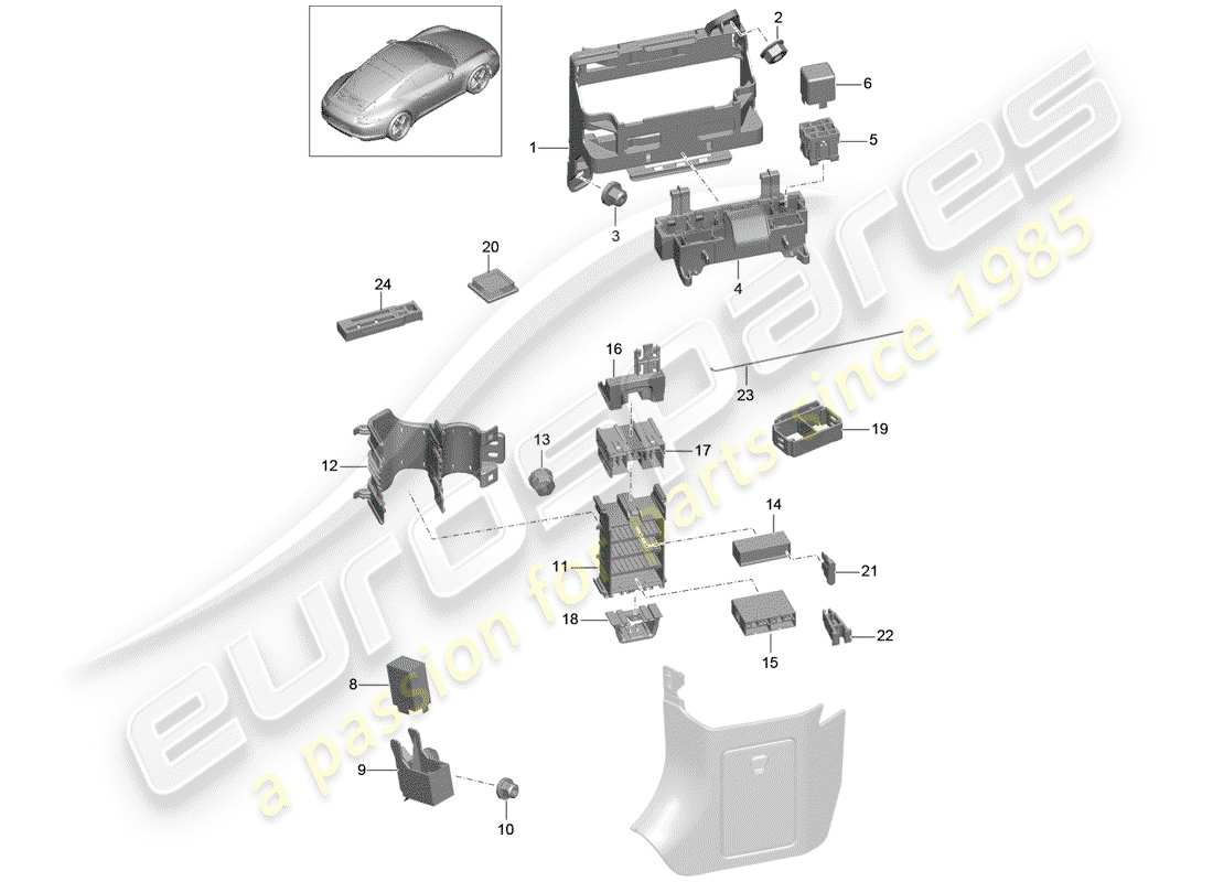porsche 2013 (991-1) sicherungskasten/relaisplatte teilediagramm