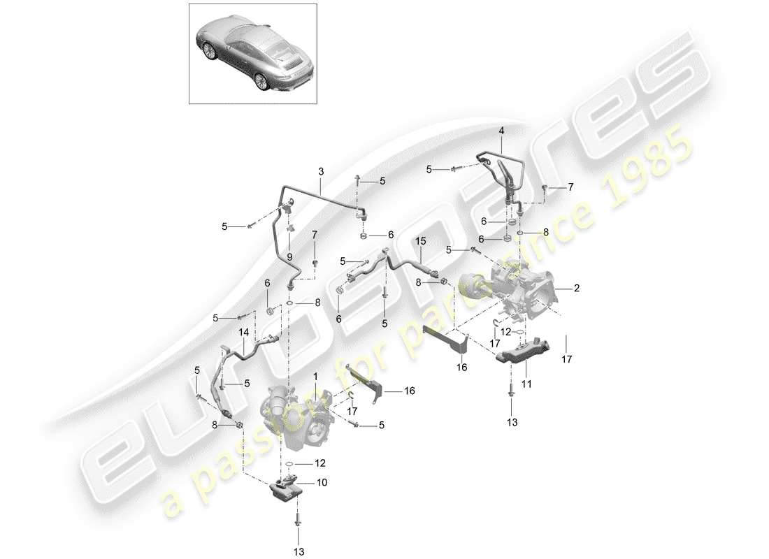 porsche 2018 (991-2) abgasturbolader teilediagramm