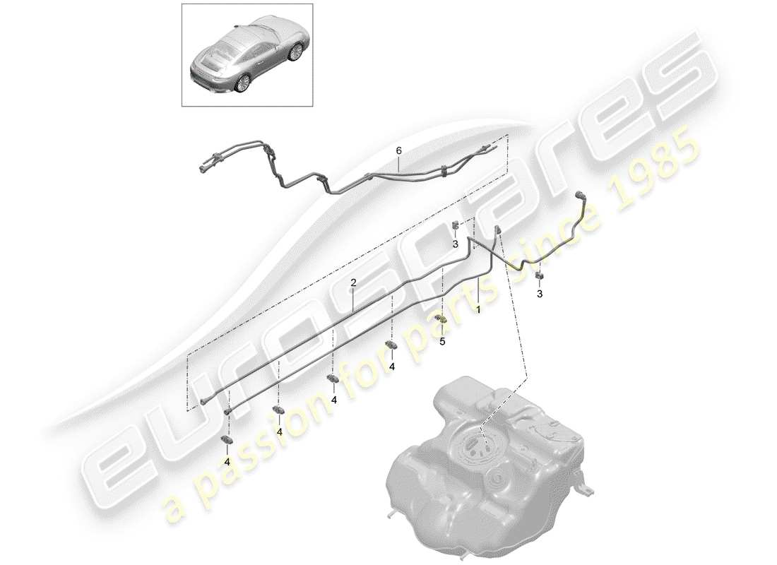 porsche 2019 (991-2) kraftstoffleitung teilediagramm