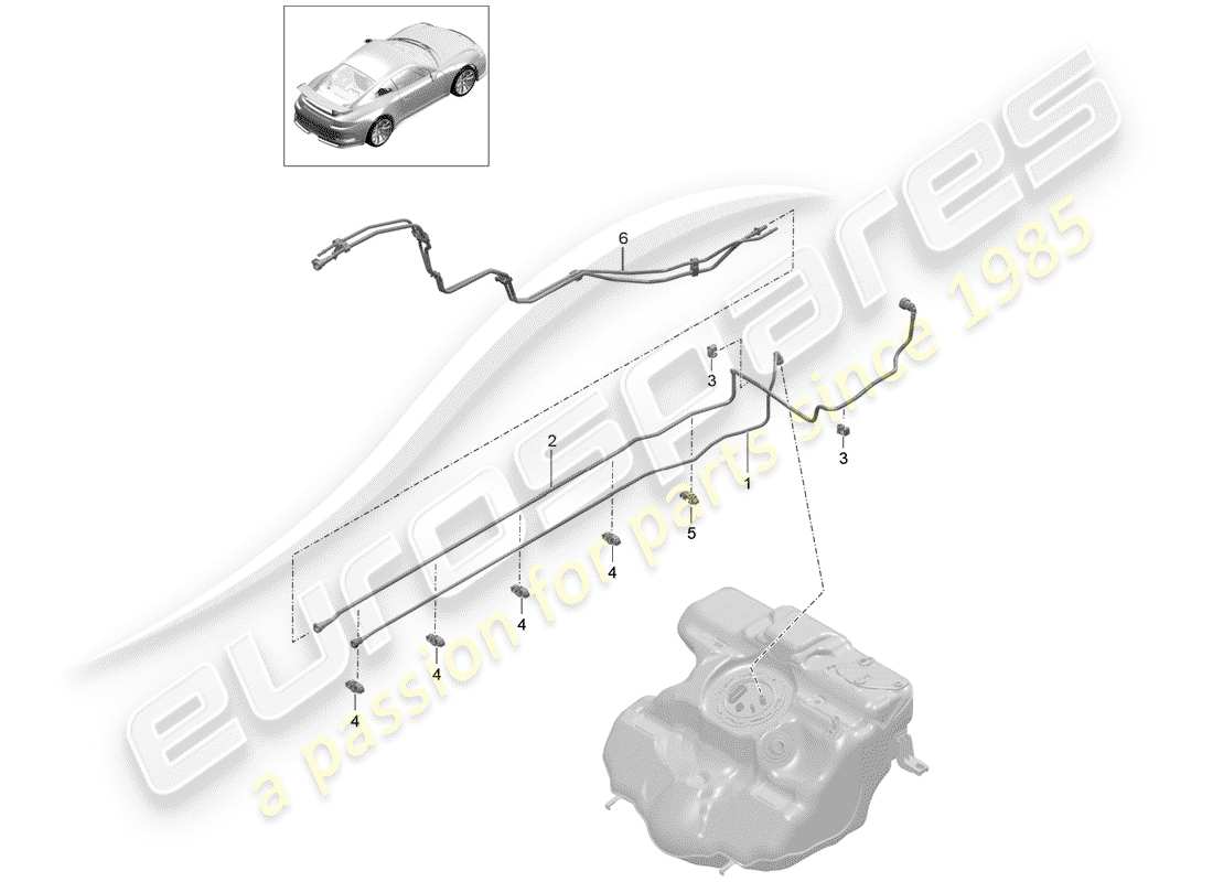 porsche 2014 (991-1 r/gt3/rs) kraftstoffleitung teilediagramm