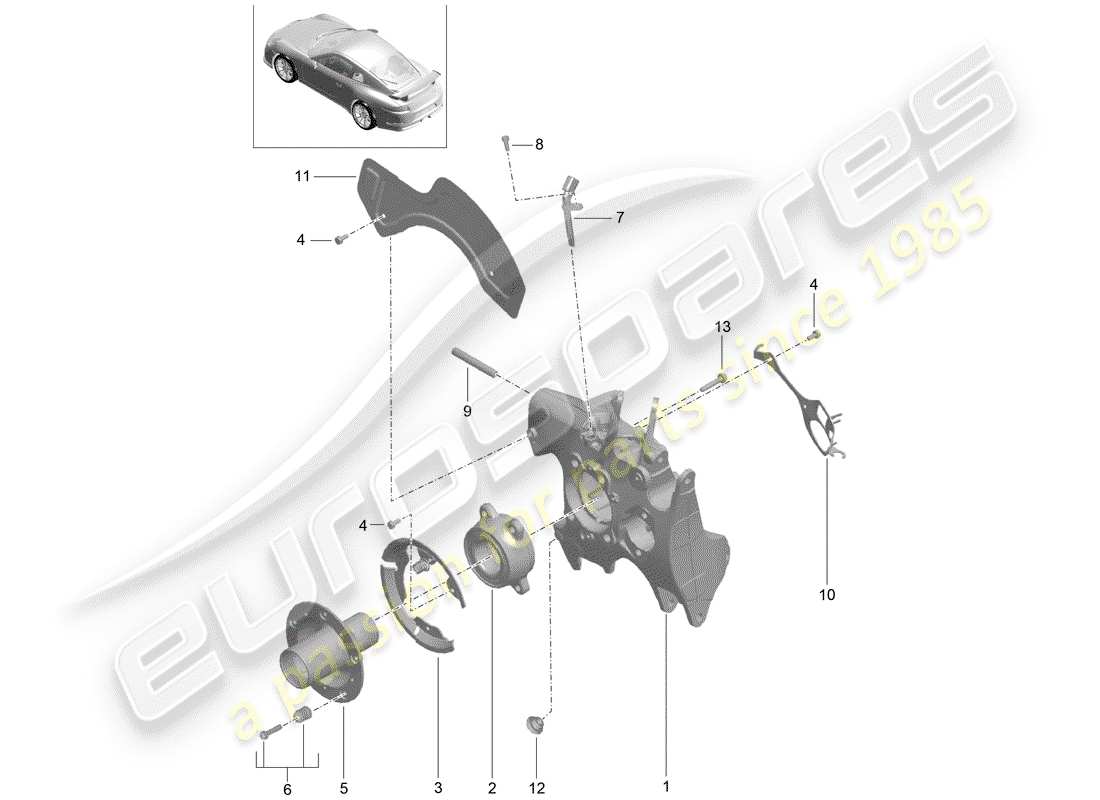 porsche 2014 (991-1 r/gt3/rs) radträger ersatzteildiagramm