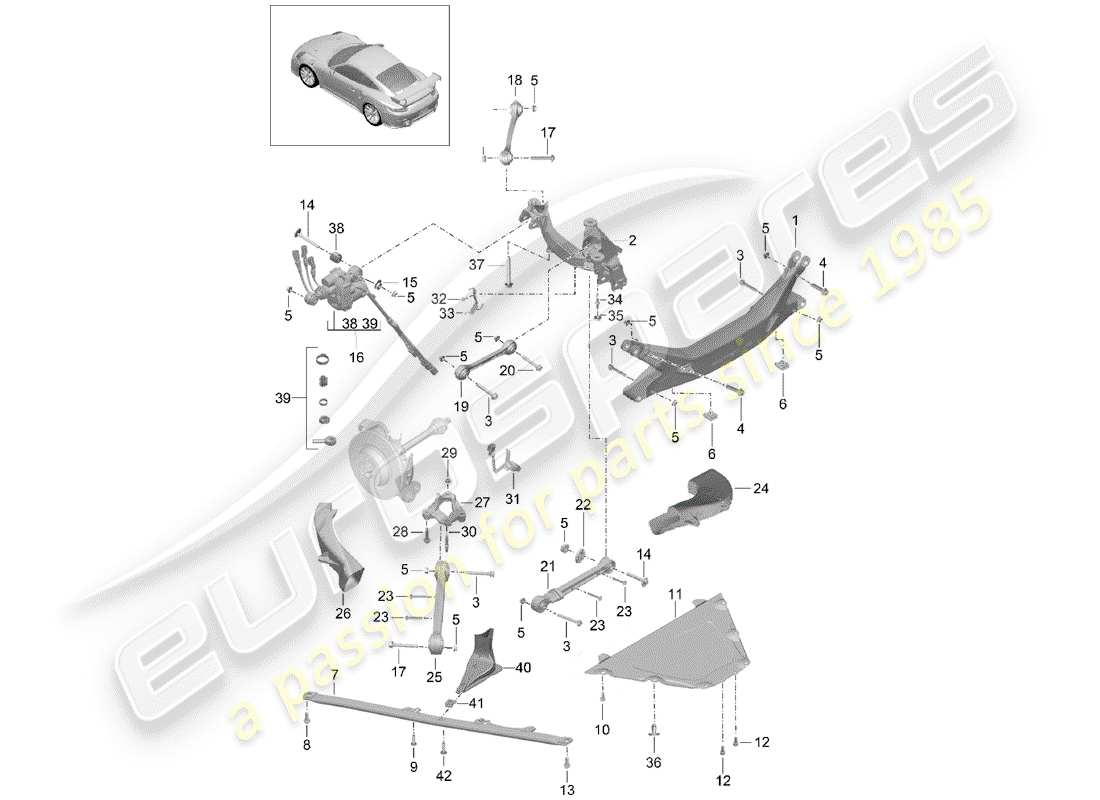 porsche 991 turbo (2020) quertraeger ersatzteildiagramm