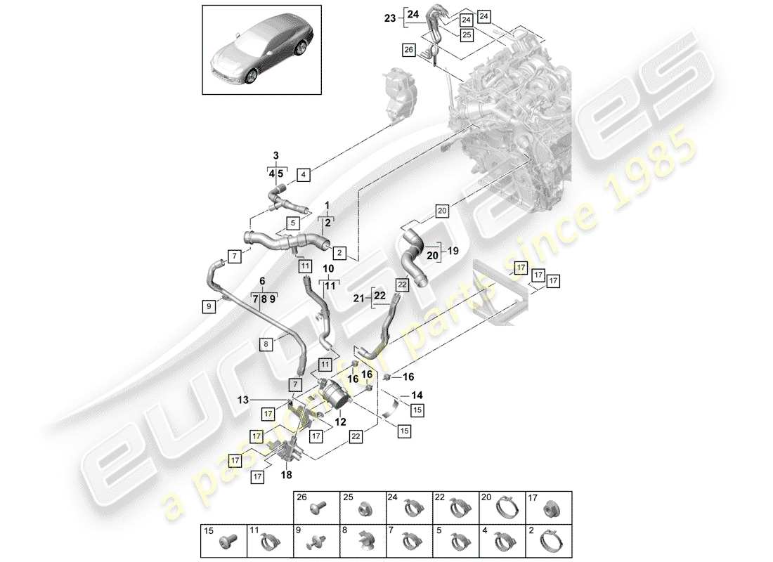 porsche 2020 (panamera 971-1) wasserkühlung teilediagramm