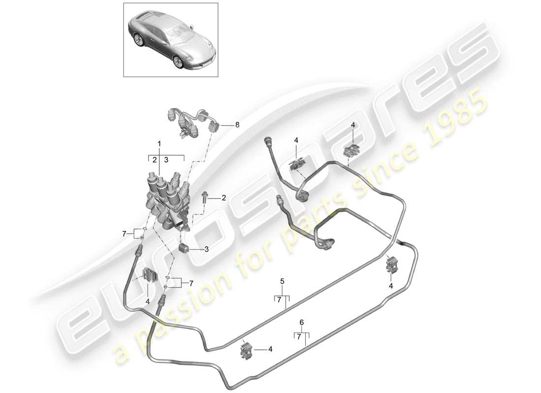 porsche 2018 (991-2) hydraulikleitung ersatzteildiagramm