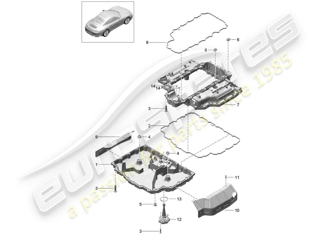 porsche 2019 (991-2) ölwanne - ersatzteildiagramm