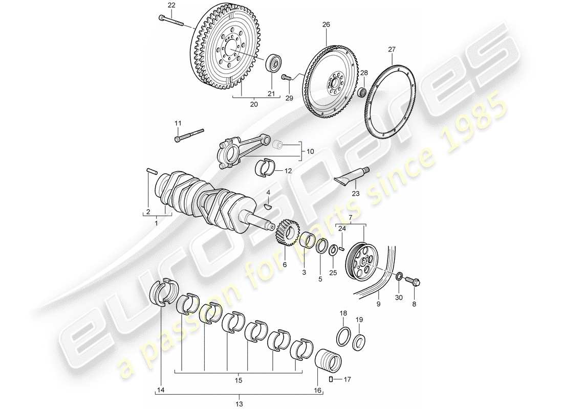 porsche 2011 (997-2 gt3) kurbelwelle teilediagramm