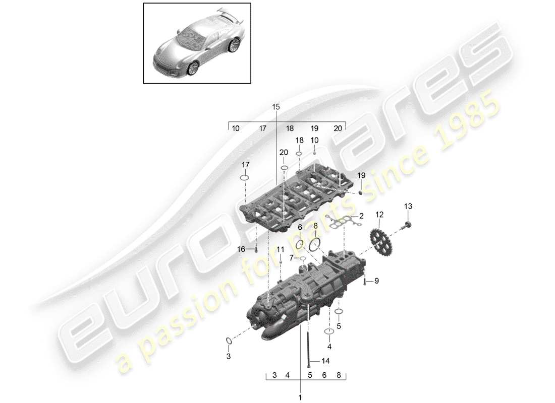 porsche 2015 (991-1 r/gt3/rs) ölpumpe ersatzteildiagramm