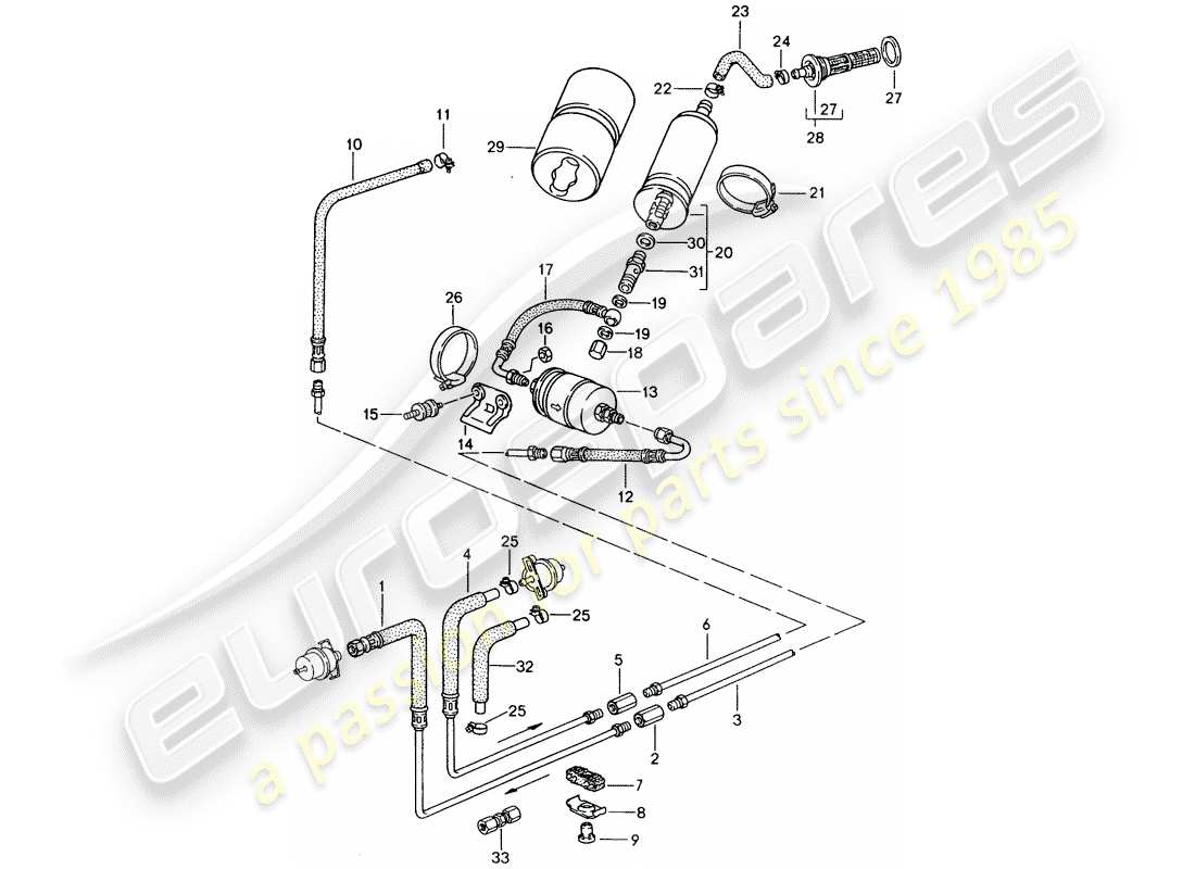 porsche 1986 (944) kraftstoffsystem teilediagramm