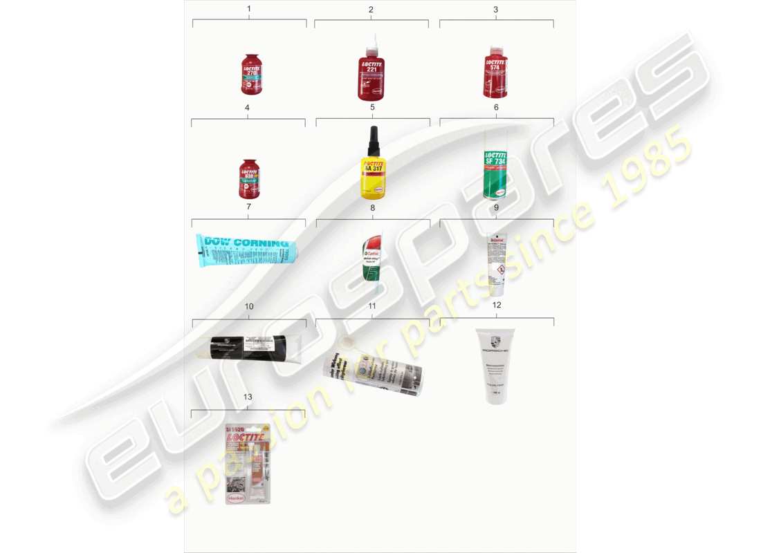 porsche 1998 (986 boxster) sicherungsflüssigkeit kleb- und dichtstoff teilediagramm