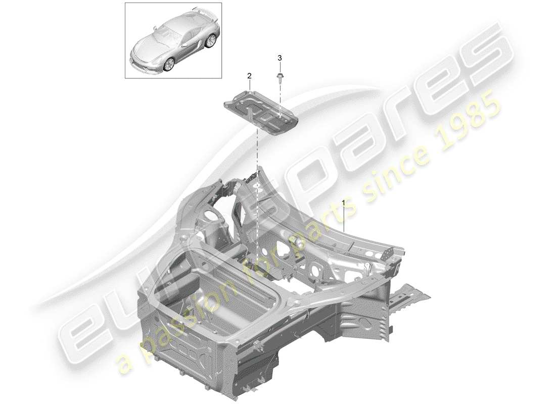 porsche 2016 (981 cayman gt4) front end teilediagramm