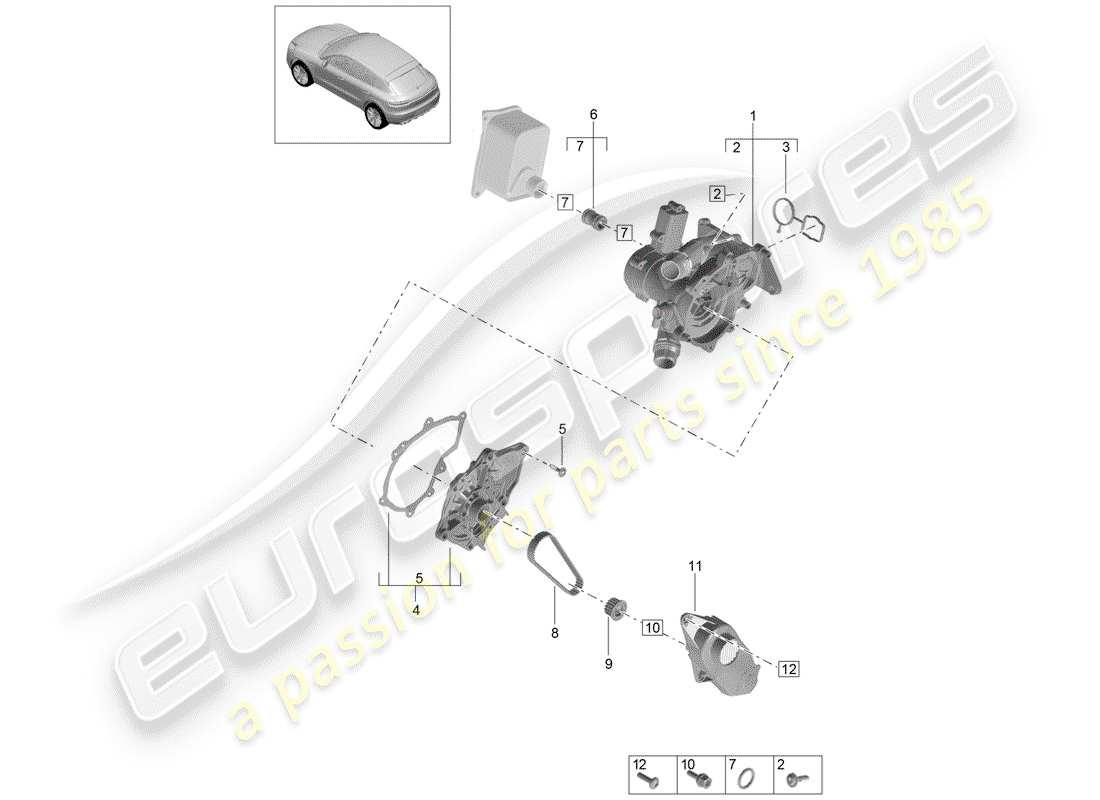 porsche 2020 (macan) thermostat-teilediagramm