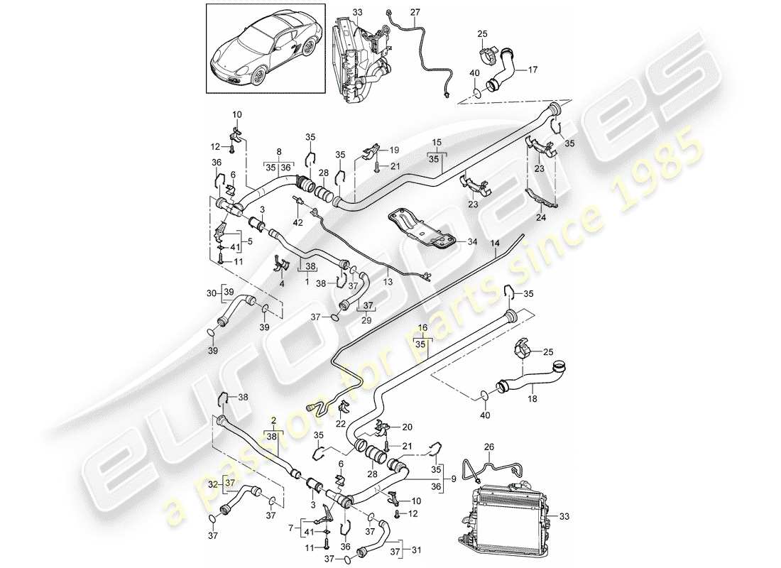 porsche 2011 (987 cayman) wasserkühlung 2 ersatzteildiagramm