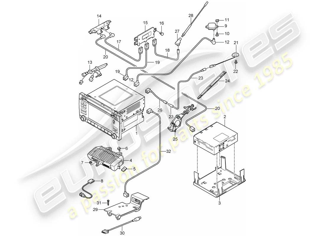 porsche 2012 (987 boxster) bedieneinheit teilediagramm