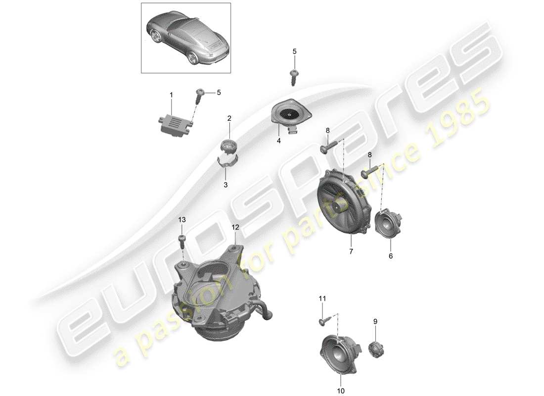 porsche 2014 (991-1) lautsprecher-teilediagramm