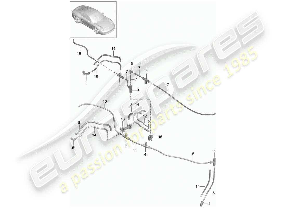 porsche 2016 (991-1) vakuumsystem teilediagramm