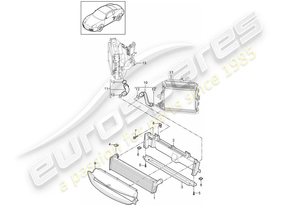 porsche 2012 (987 cayman) kühler-teilediagramm