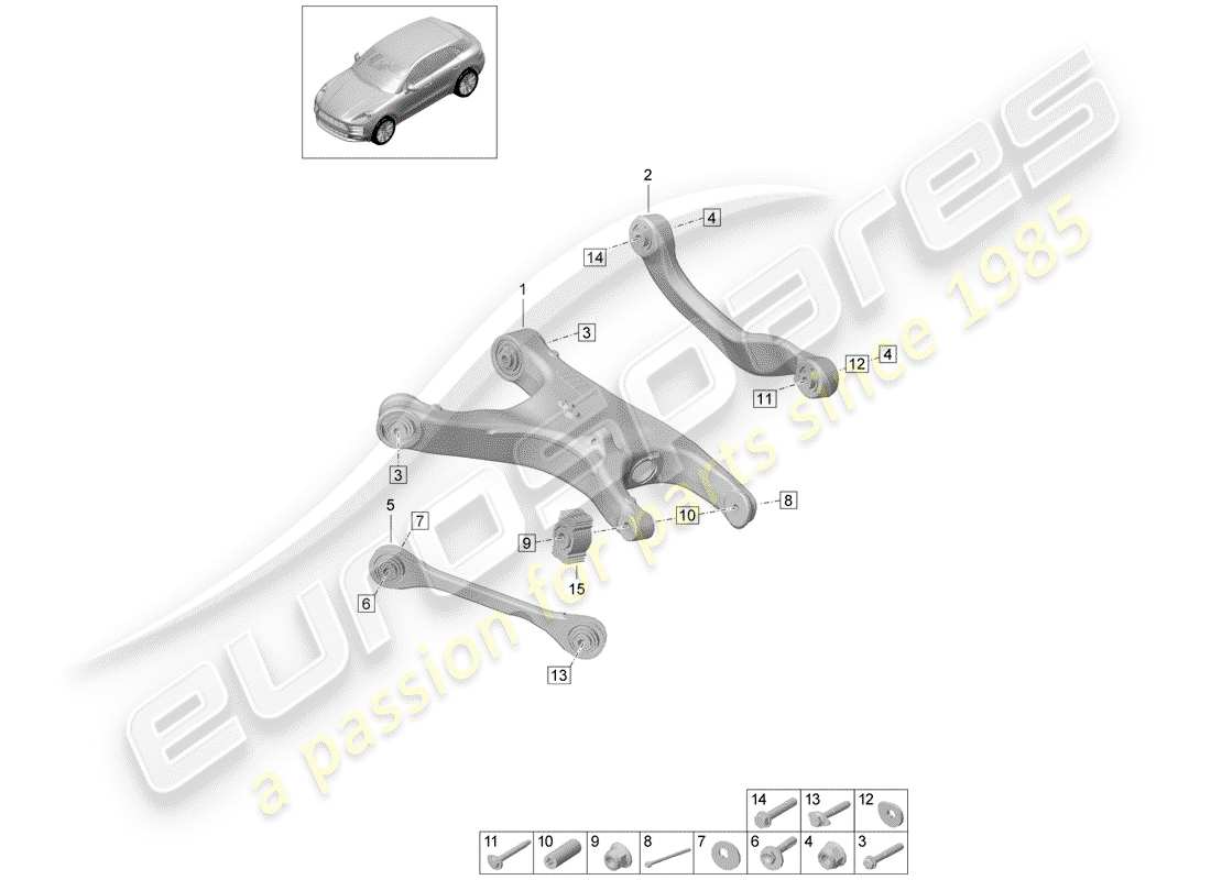 porsche 2019 (macan) teilediagramm für querlenker