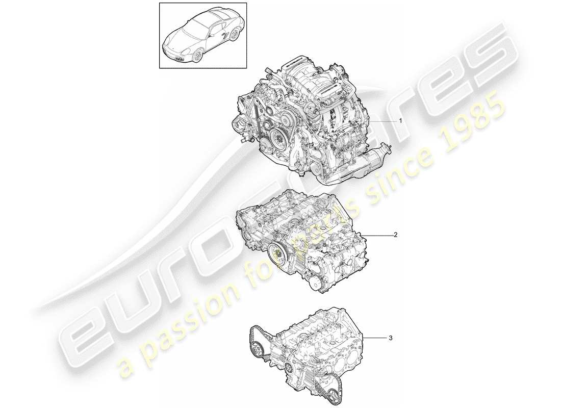 porsche 2012 (987 cayman) ersatzteildiagramm für den motorersatz