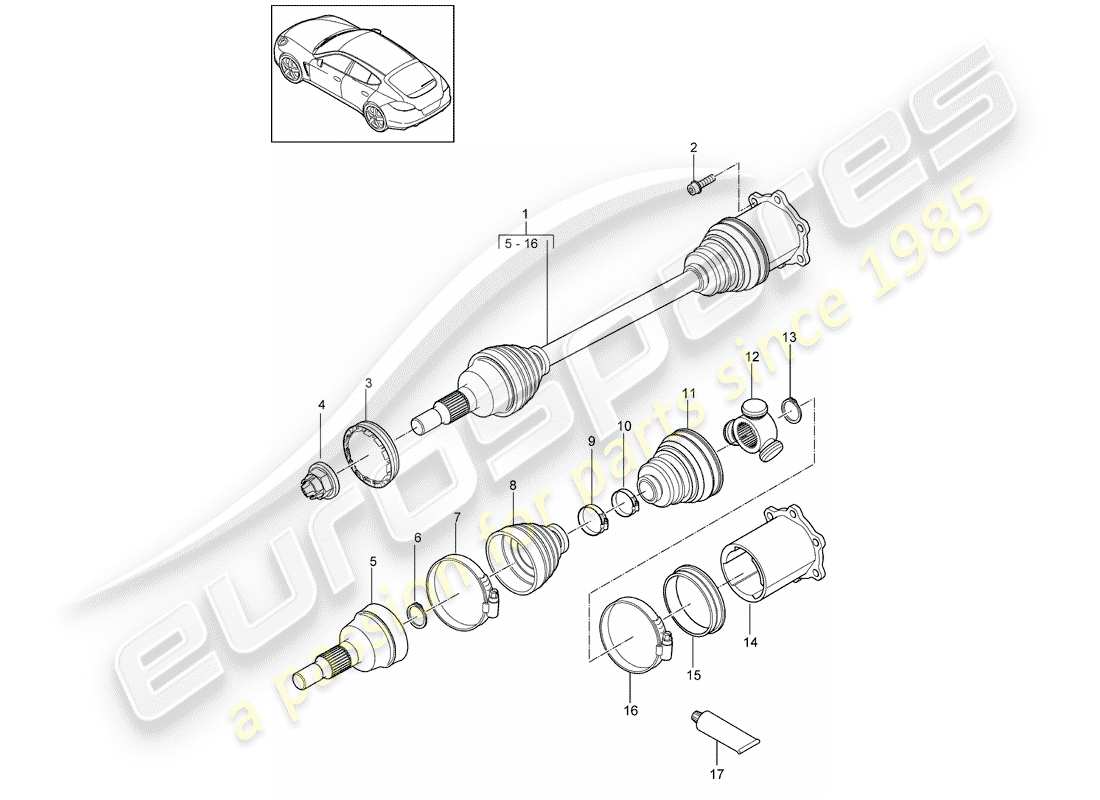 porsche 2012 (panamera 970) antriebswelle teilediagramm