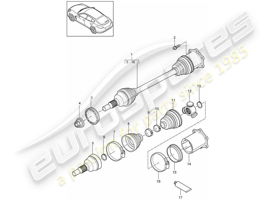 porsche 2013 (panamera 970) antriebswelle teilediagramm