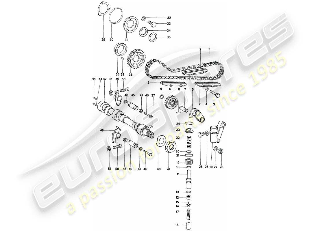 porsche 1972 (914) ventilsteuerung teilediagramm