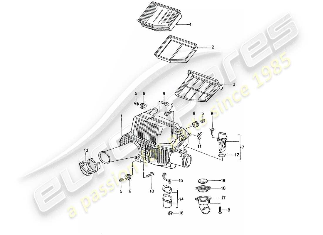 porsche 2002 (986 boxster) luftreiniger teilediagramm