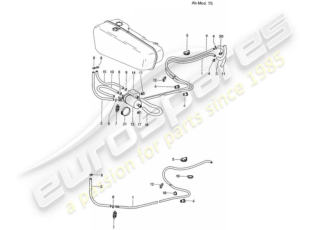 porsche 1970 (914) kraftstoffleitung - d - mj 1975>> ersatzteildiagramm