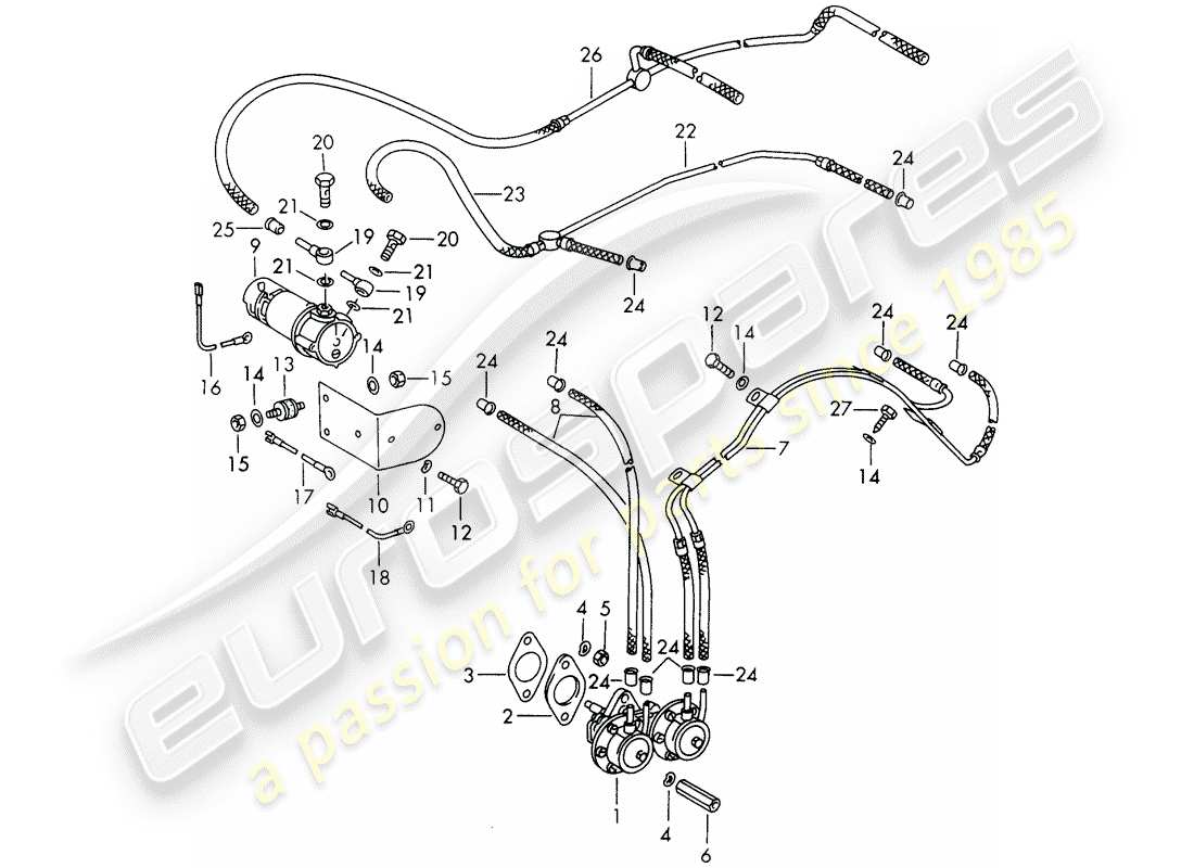 porsche 1965 (911/912) kraftstoffpumpe - d >> - mj 1968 ersatzteildiagramm
