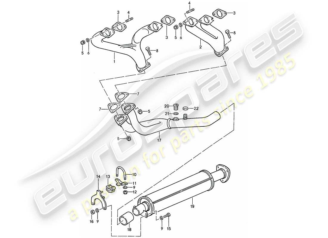 porsche 1986 (944) auspuffanlage - auspuffschalldämpfer, vorne ersatzteildiagramm