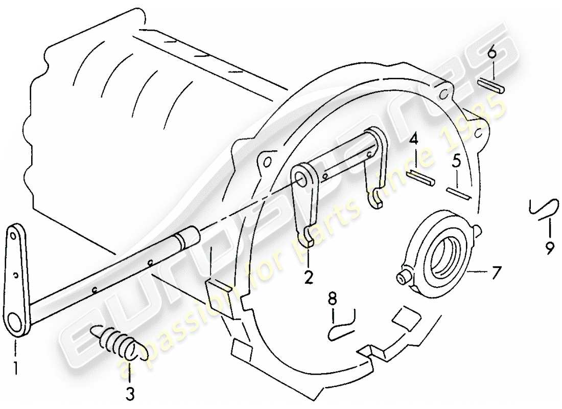 porsche 1957 (356/356a) kupplungsausrückung - g 25 001 >> ersatzteildiagramm