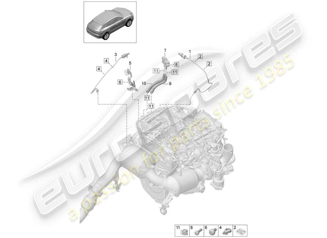 porsche 2019 (macan) differenzdrucksensor teilediagramm