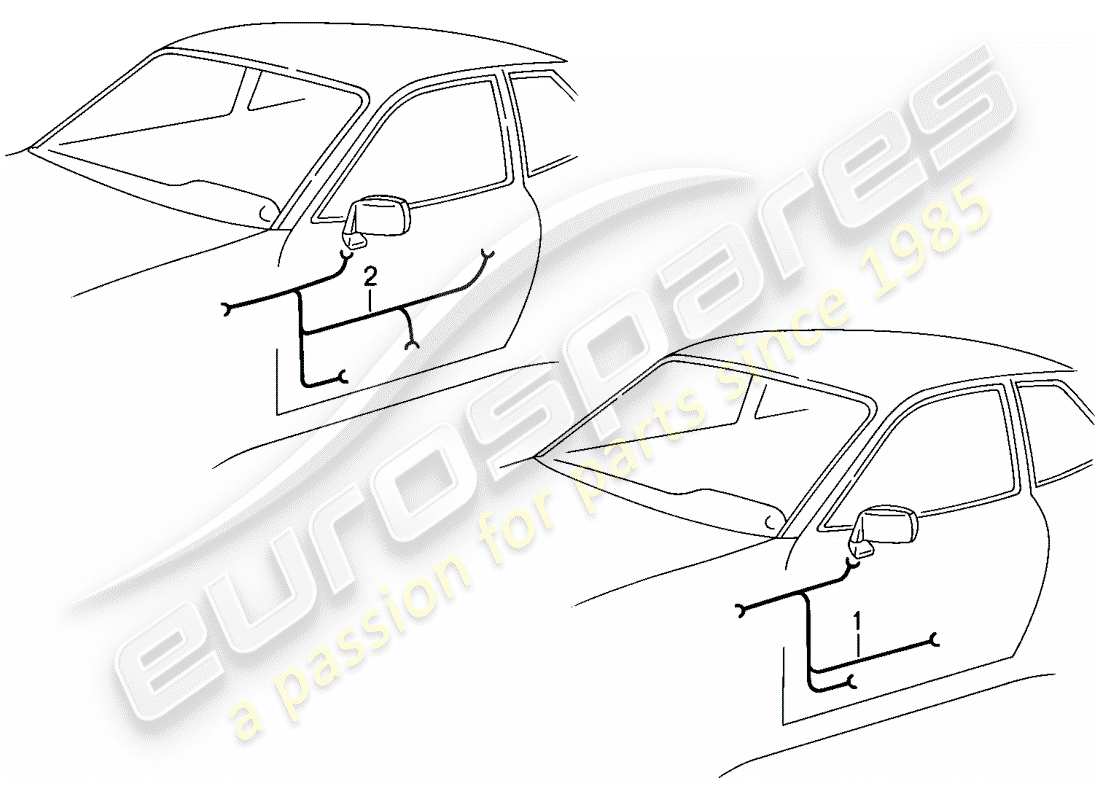 porsche 1986 (944) kabelbäume - türen ersatzteildiagramm