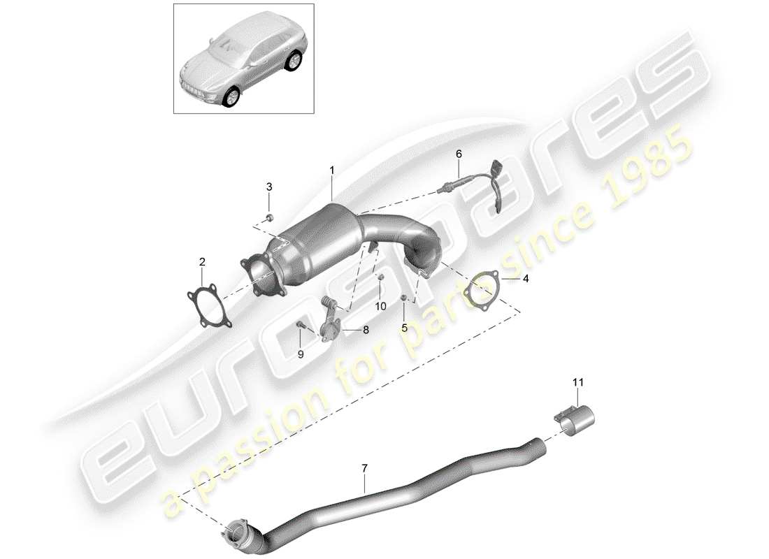 porsche 2014 (macan) abgassystem teilediagramm