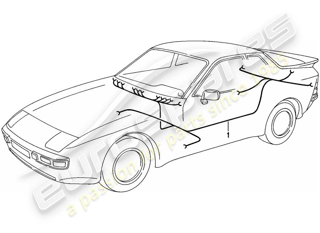 porsche 1986 (944) kabelbäume - fahrgastraum ersatzteildiagramm