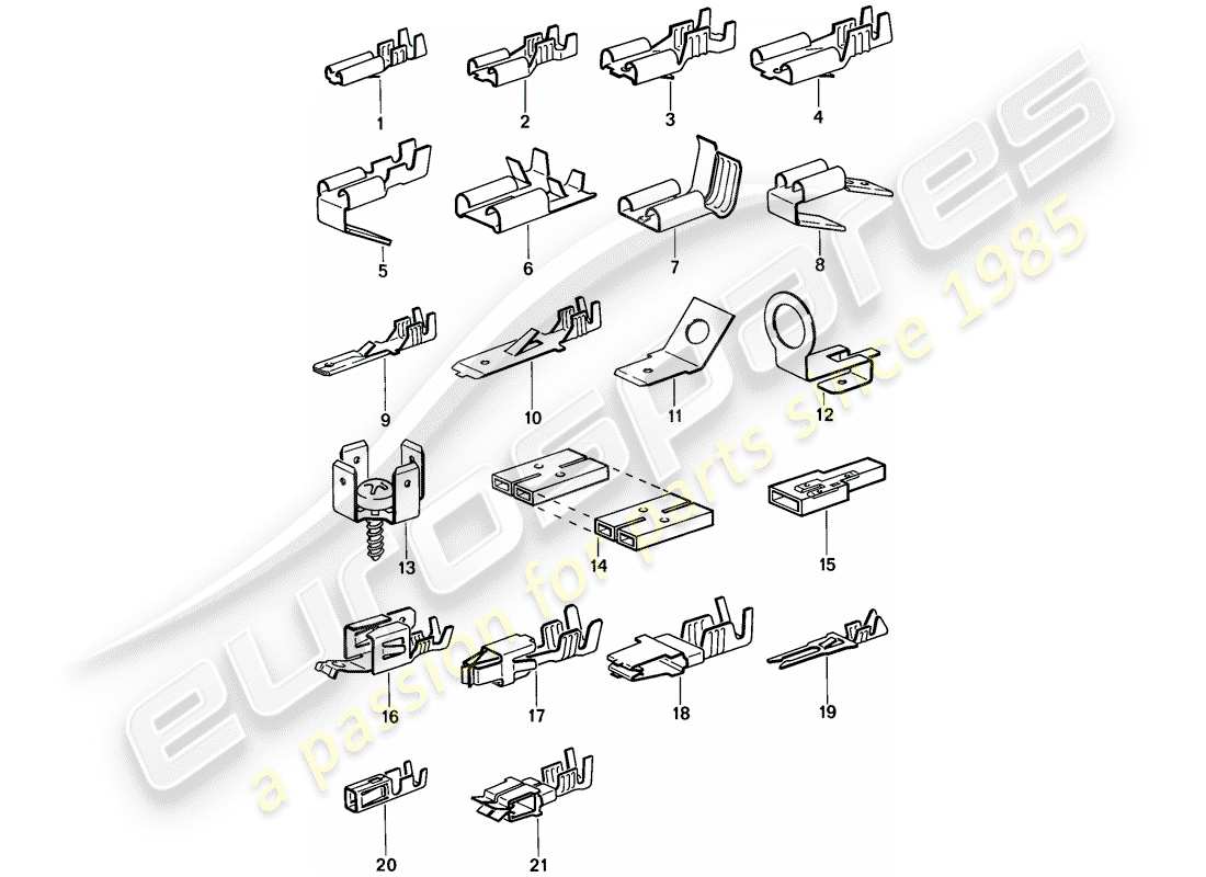 porsche 1986 (944) flachsteckverbinder - steckanschluss - ersatzteildiagramm