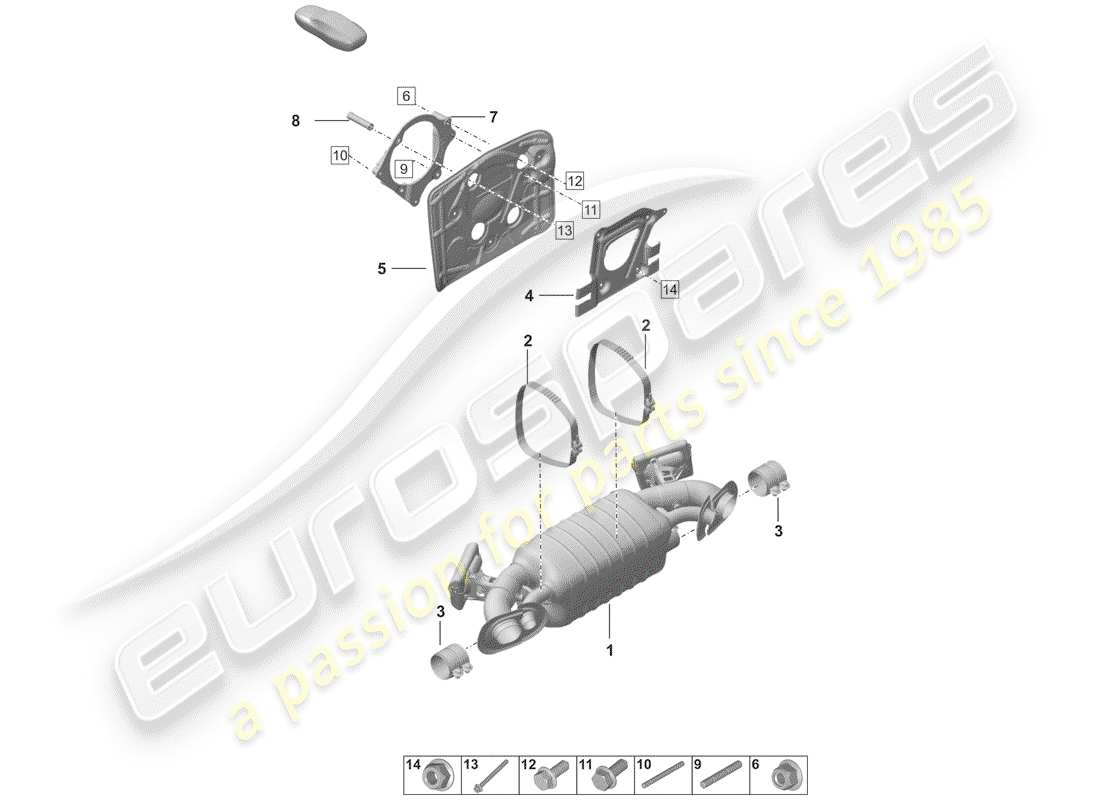porsche 2020 (992-1) silencer-ersatzteildiagramm