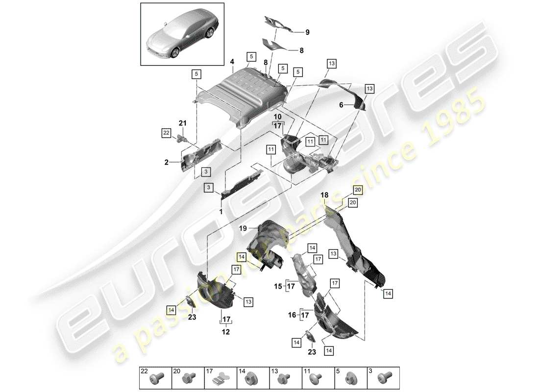 porsche 2017 (panamera 971-1) auspuffanlage teilediagramm