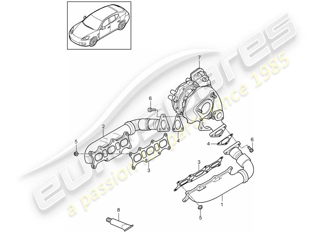 porsche 2013 (panamera 970) auspuffanlage teilediagramm
