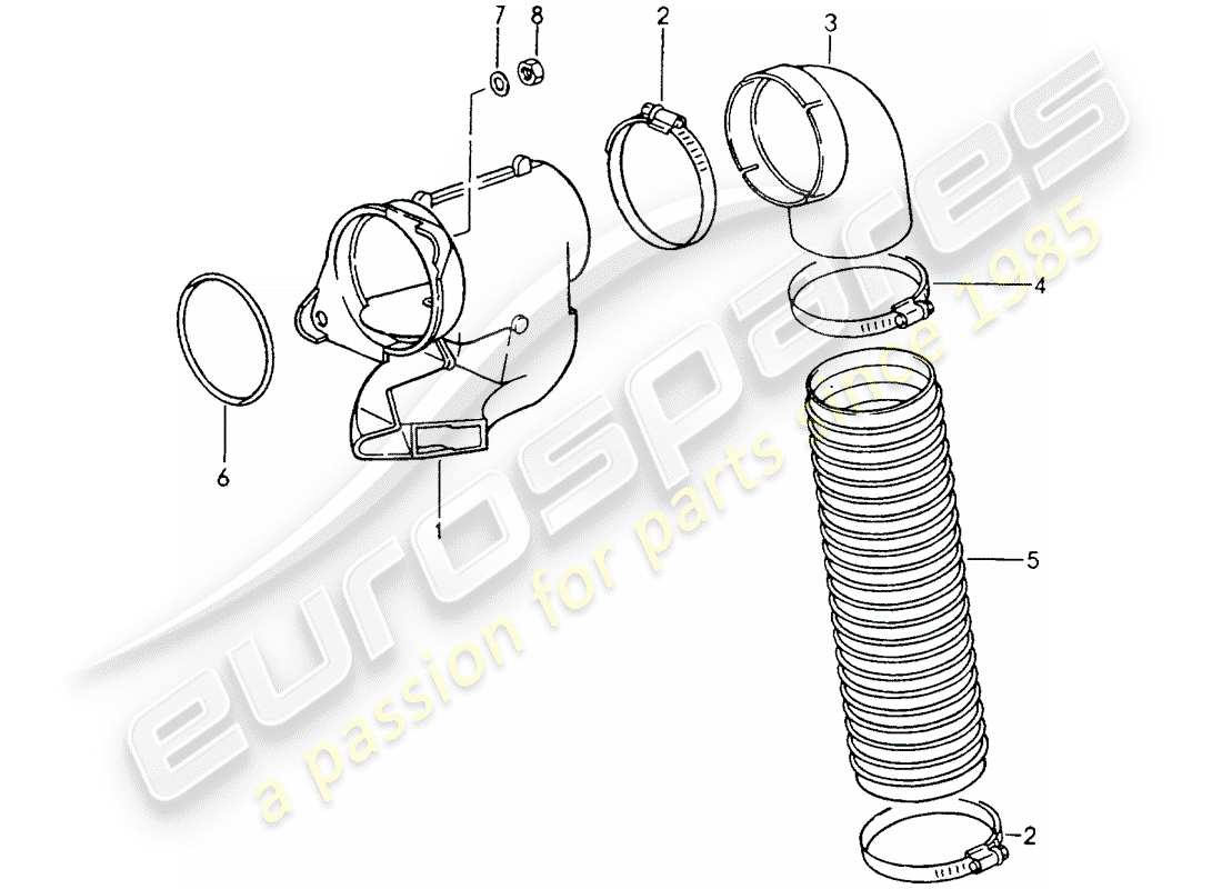 porsche 1991 (964) heizluftzufuhr ersatzteildiagramm