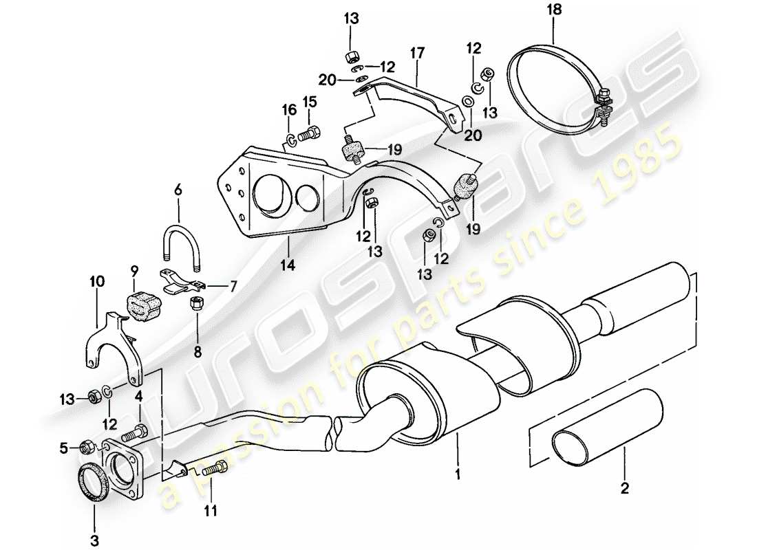 porsche 1978 (924) auspuffanlage - auspuffschalldämpfer, hinten ersatzteildiagramm