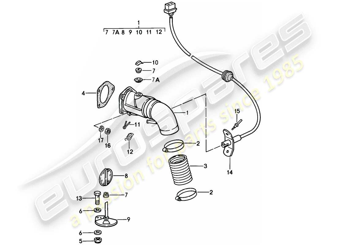 porsche 1987 (911) heizluftzufuhr ersatzteildiagramm