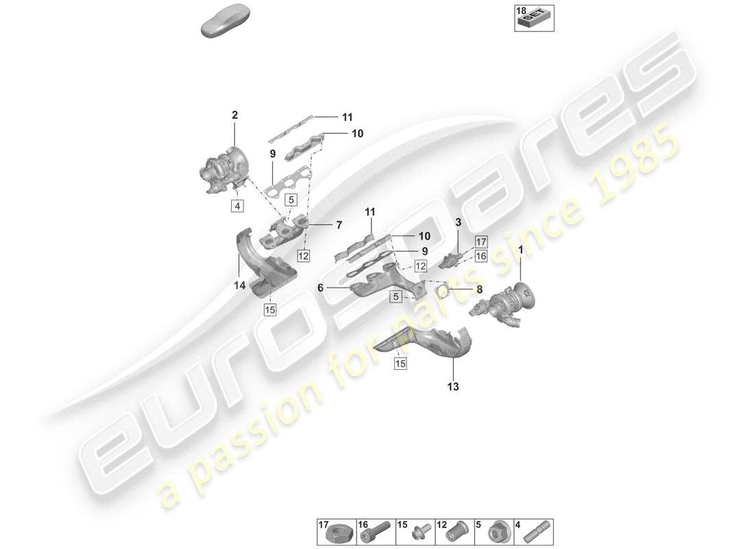 porsche 2019 (992-1) abgasturbolader teilediagramm