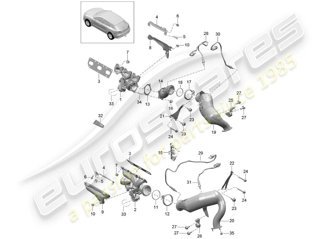 porsche 2014 (macan) abgassystem teilediagramm