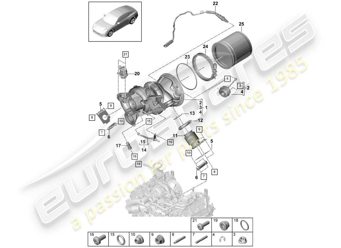 porsche 2020 (panamera 971-1) abgasturbolader teilediagramm