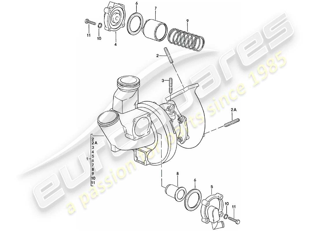 porsche 1984 (924) abgasturbolader teilediagramm